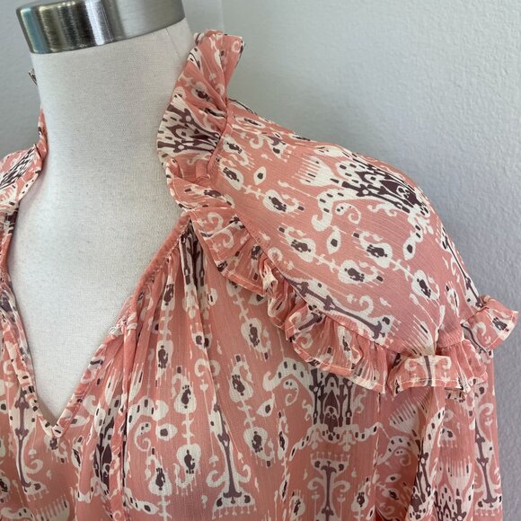 Sundance Womens Small Madeleine Sweet Peasant Boho Blouse Long Sleeve Sheer Top - Picture 8 of 13